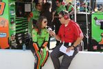 Brad Gillie catches up with Danica Patrick before qualifying.