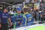 Casey Mears and AJ Allmendinger chat before qualifying.