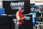 Wendy Venturini takes some notes during qualifying at BMS.