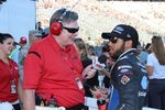 Brett McMillan gets some pre-race scoop from Bubba Wallace.