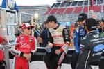 Drivers catch up before the start of the Food City 300 at Bristol Motor Speedway.