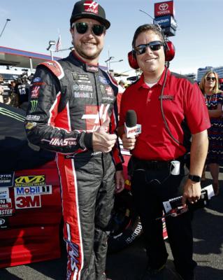 Brad Gillie interviews Kurt Busch before the Bank of America 500 at Charlotte Motor Speedway.  