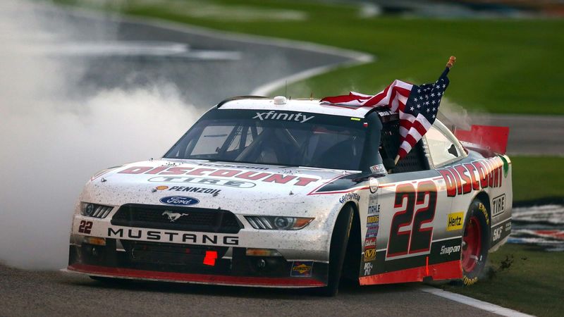 Brad Keselowski wins in the NASCAR Xfinity Series for Team Penske.