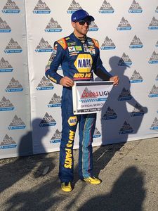 Chase Elliott won the pole for the 59th Daytona 500, edging teammate Dale Earnhardt, Jr. by .002 of a second.