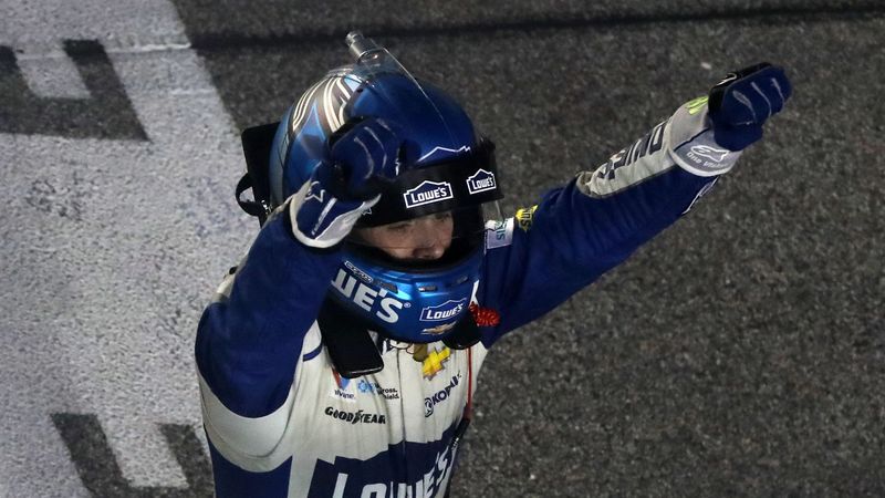 Jimmie Johnson celebrates after winning his seventh Sprint Cup Series title. 