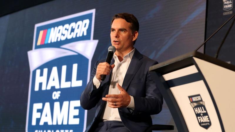 CHARLOTTE, NC: Jeff Gordon is announced as a 2019 NASCAR Hall of Fame inductee during the NACAR Hall of Fame Voting Day at NASCAR Hall of Fame on May 23, 2018 in Charlotte, North Carolina.