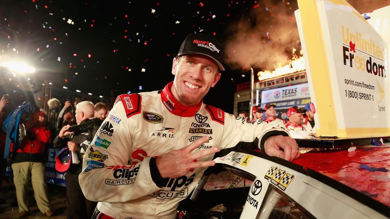 Carl Edwards win the rain-shortened AAA Texas 500 at Texas Motor Speedway.