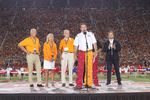 Jerry Caldwell address the crowd during pre-game festivities.