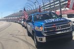 Toyota trucks lined up for pre-race!